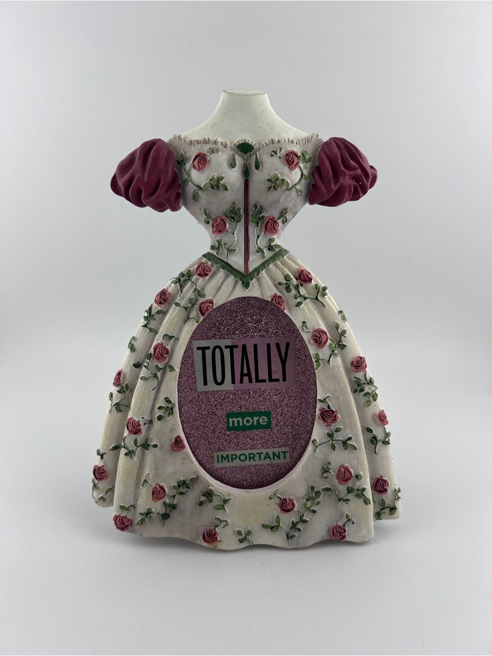 Floral Rose Dress Photo Frame - Cream & Dusty Rose